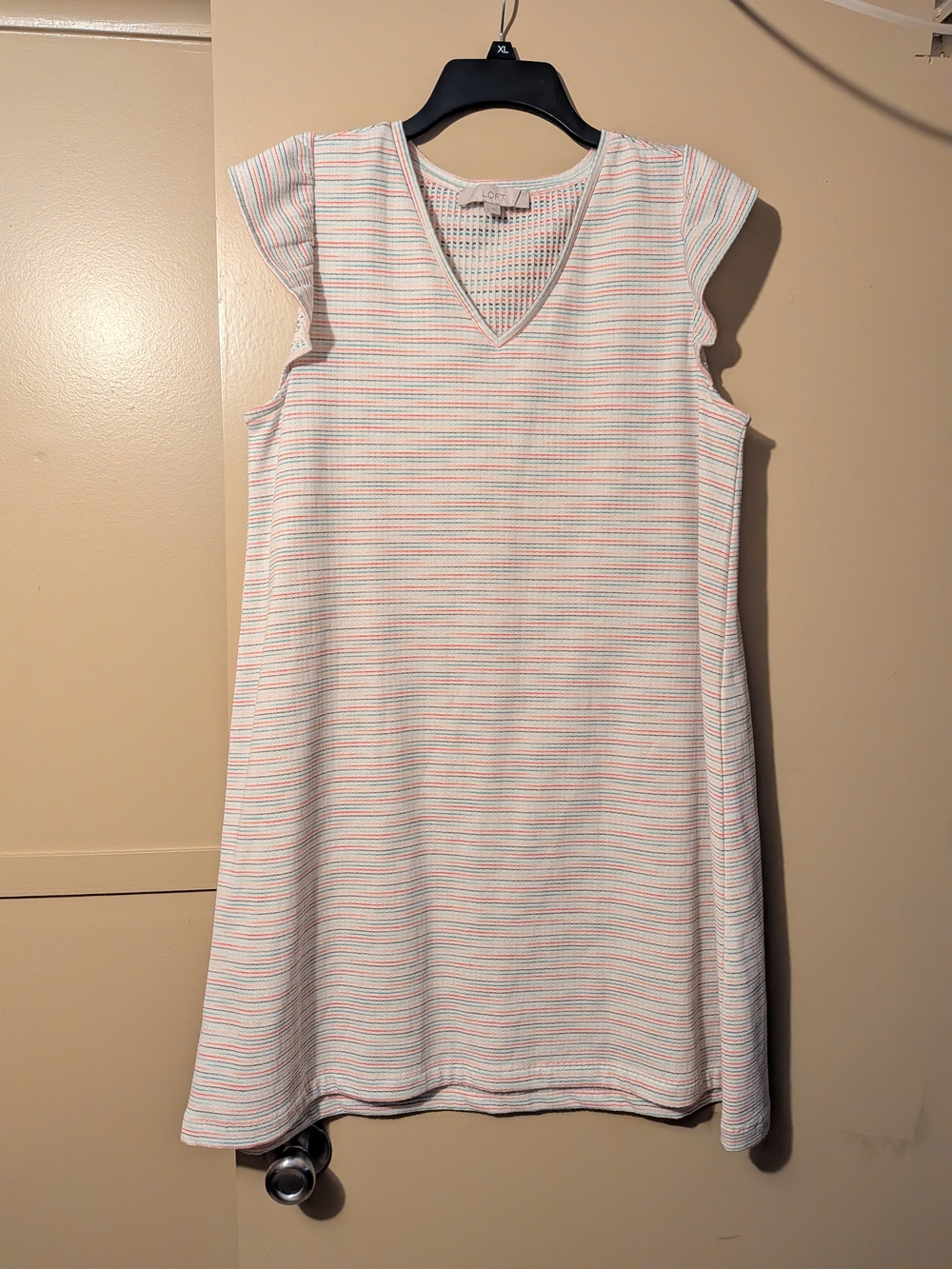 LOFT White Knit V-Neck Shift Dress - Picture 3 of 5